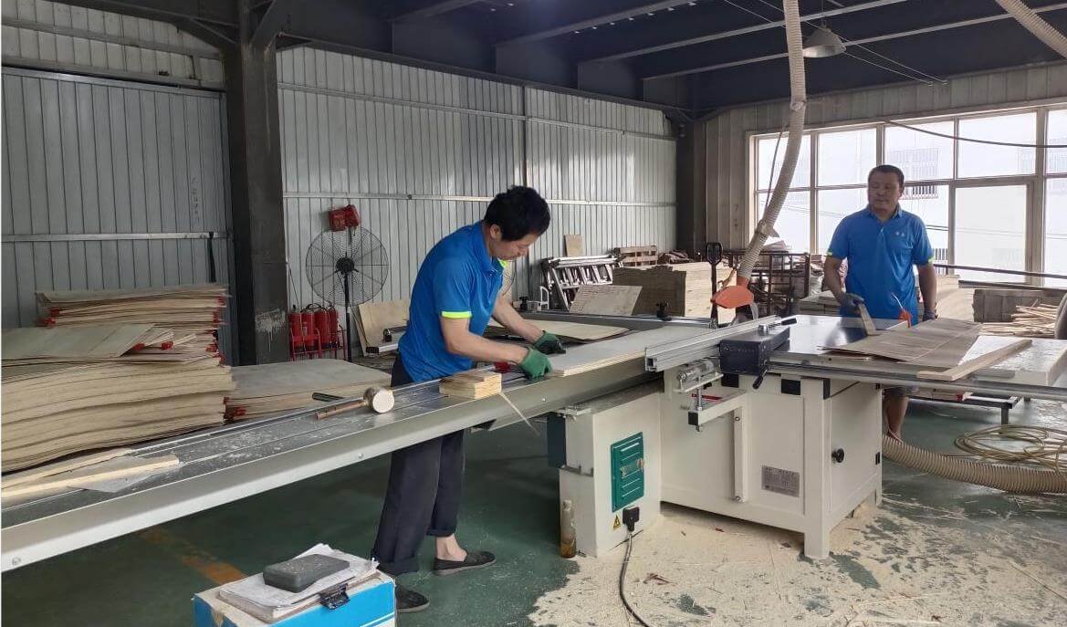 Bed frame cutting line at the factory