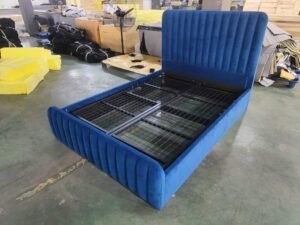 velvet fabric bed frame with gas liftting