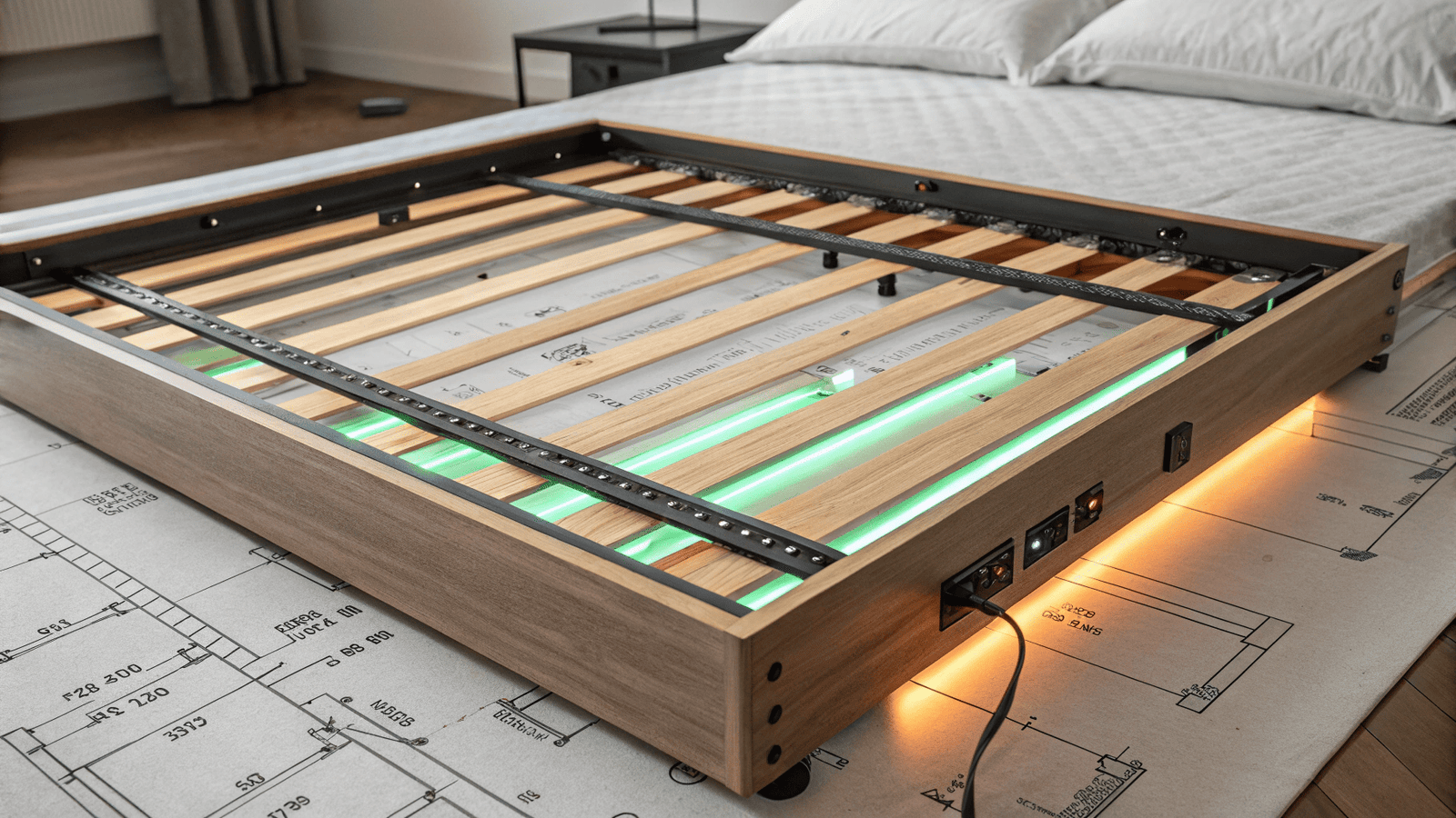 LED bed frame structure