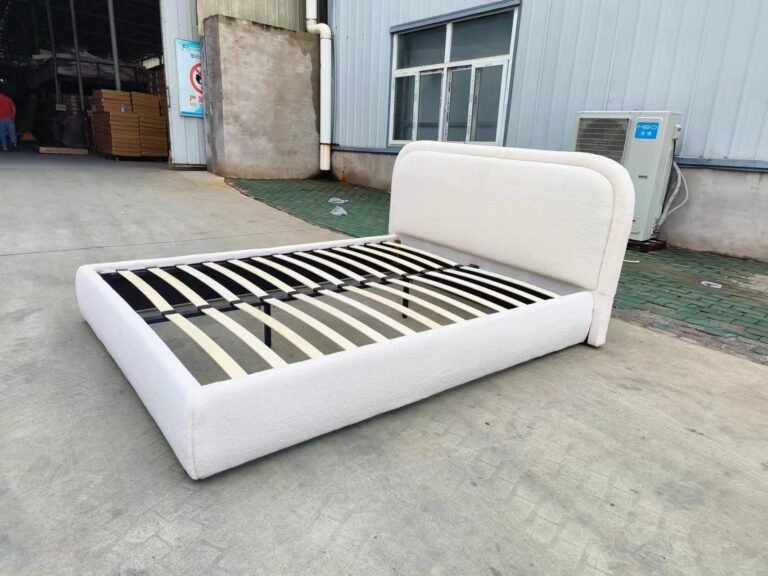 boucle bed for busy homes