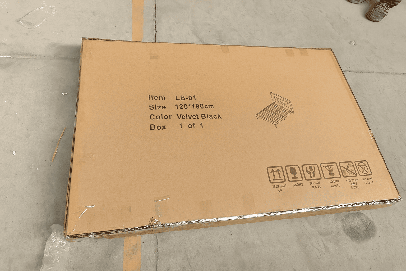 led bed frame single box packaging