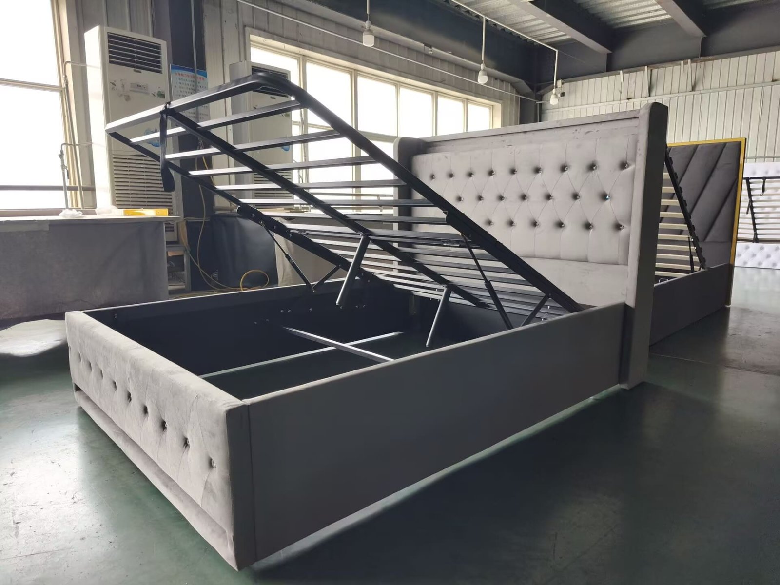 Upholstered Bed with Foldable Bed Base