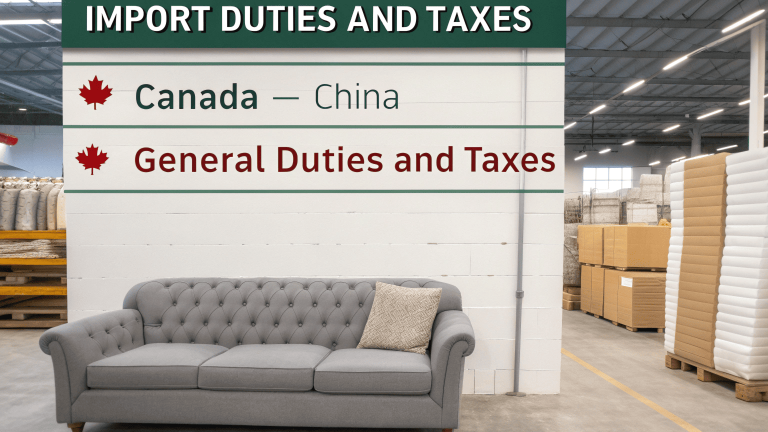 sofa import duty canada