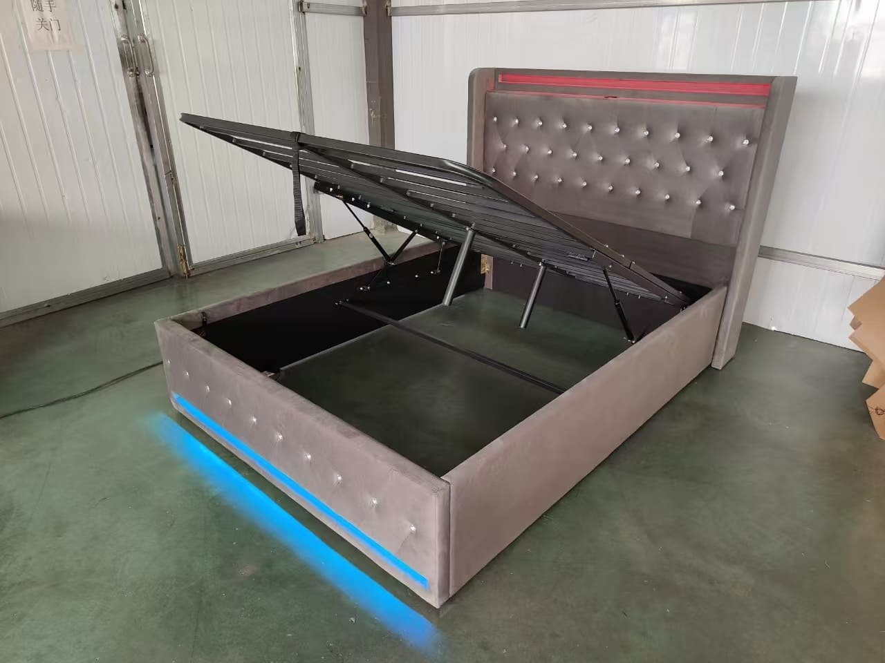 LED Accent Upholstered Bed