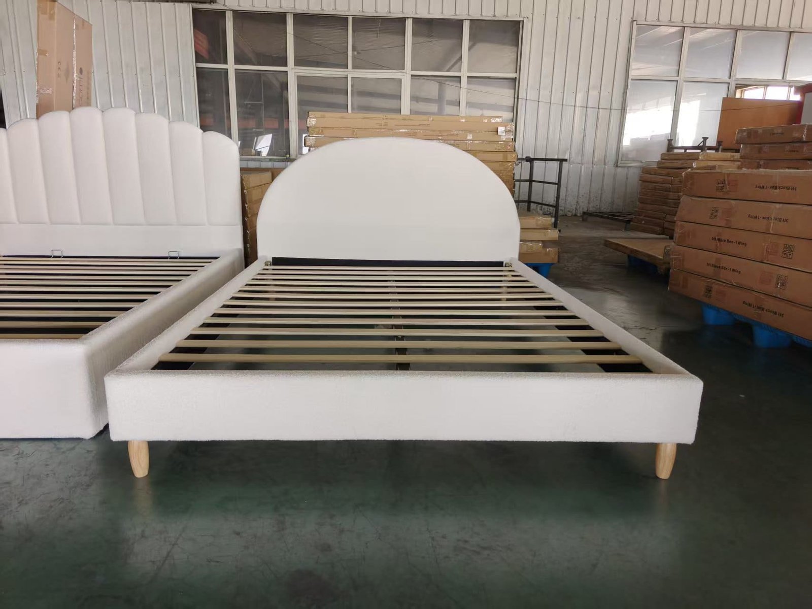 Curved Headboard Upholstered Bed