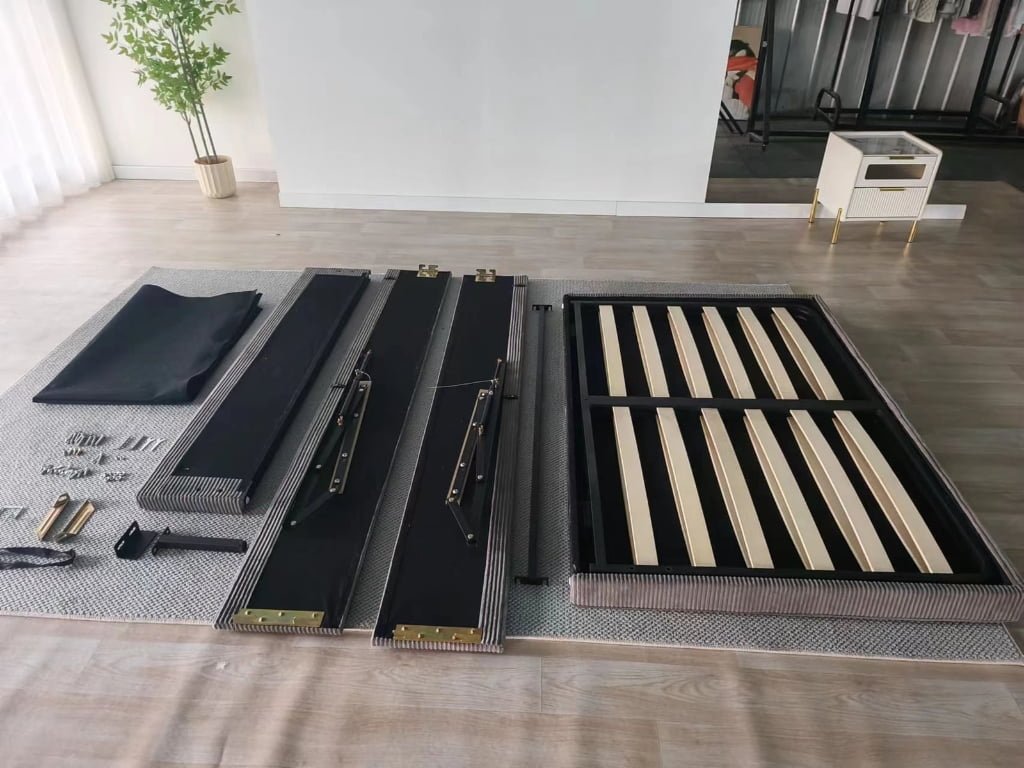 bed base folded and pre-installed