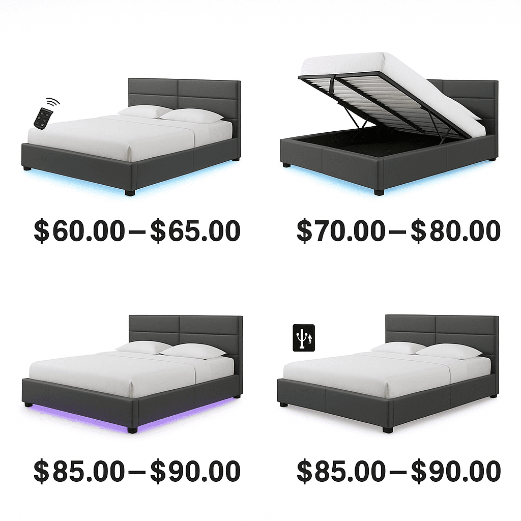 LED bed frame price range