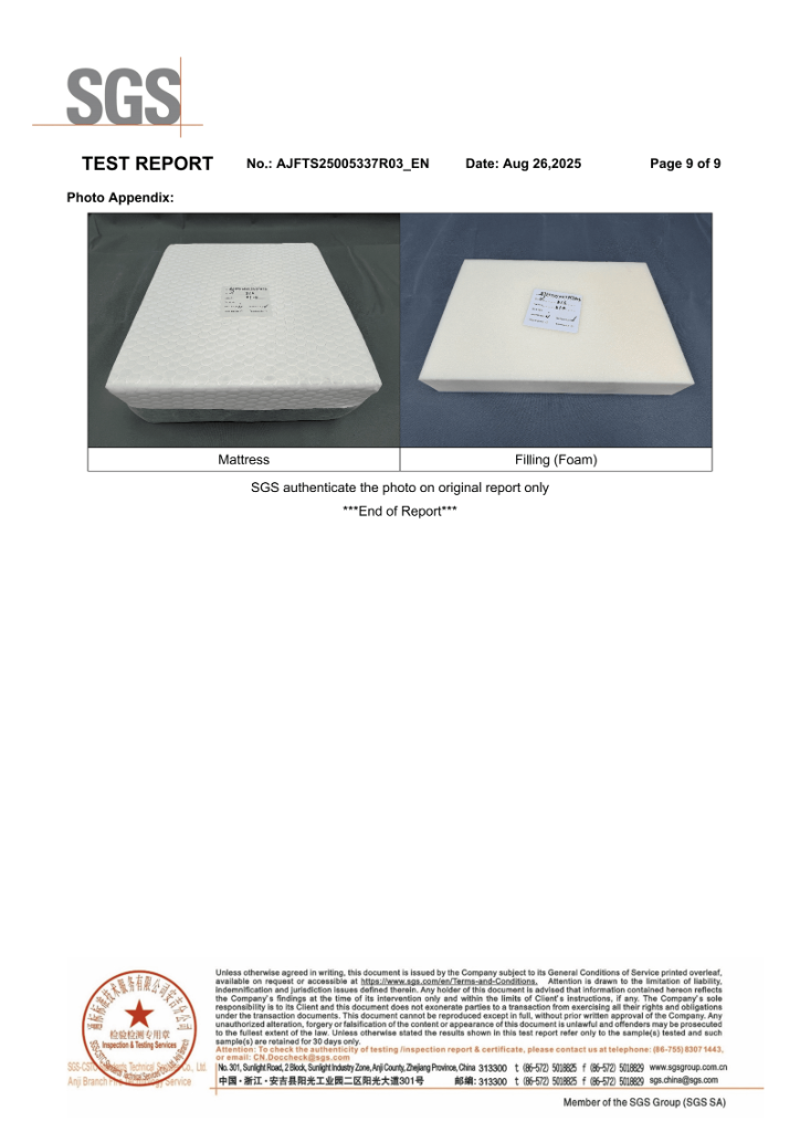 foam mattress BS7177 Certificate