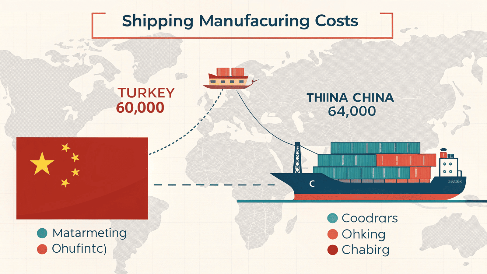 Comparison chart of shipping and manufacturing costs