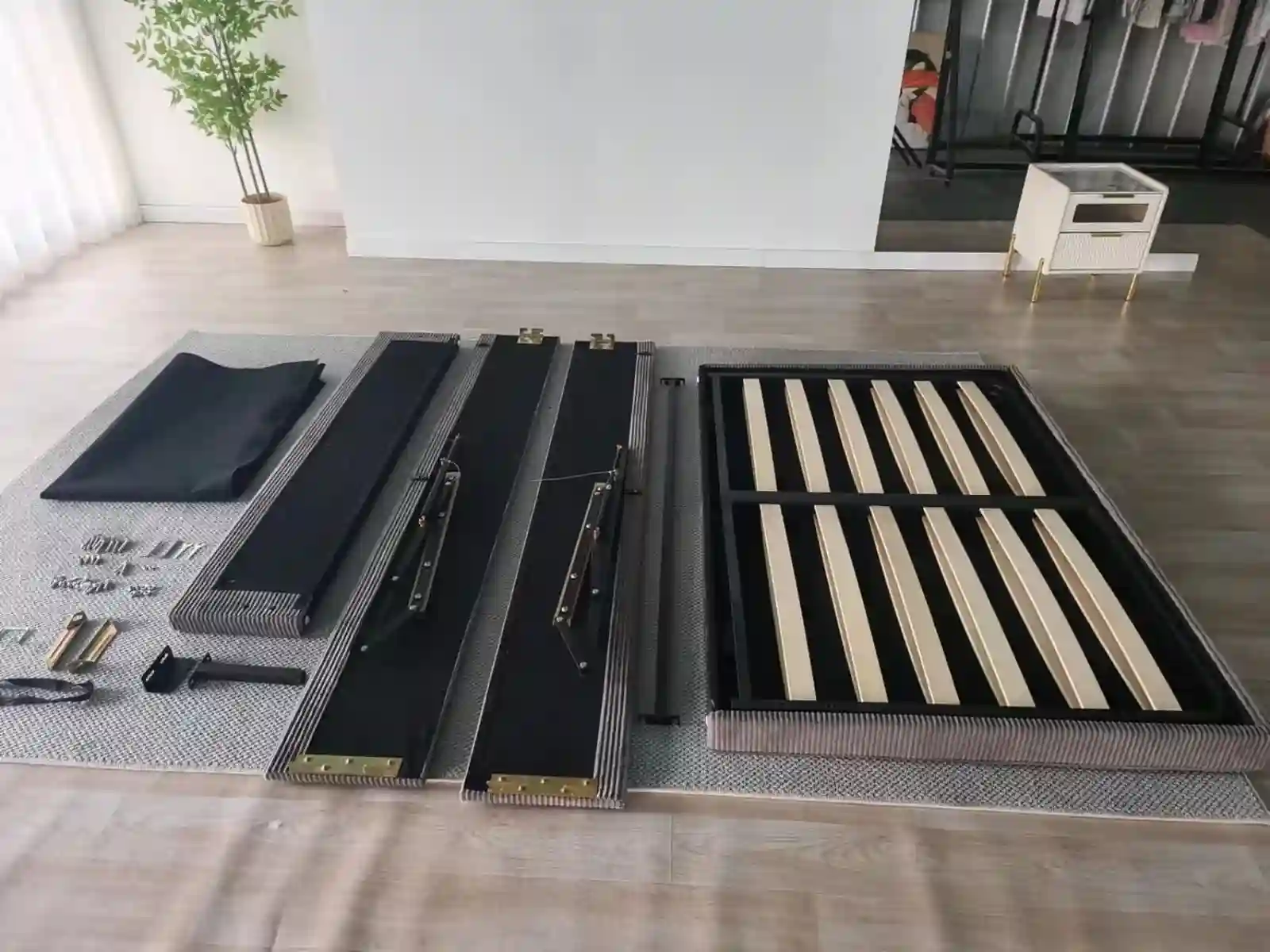 Bed frame manufacturing facility and stock ready for shipment