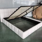 Upholstered Bed Frames Boucle Fabric Gas Lifting