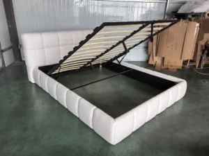 Upholstered Bed Frames Boucle Fabric Gas Lifting