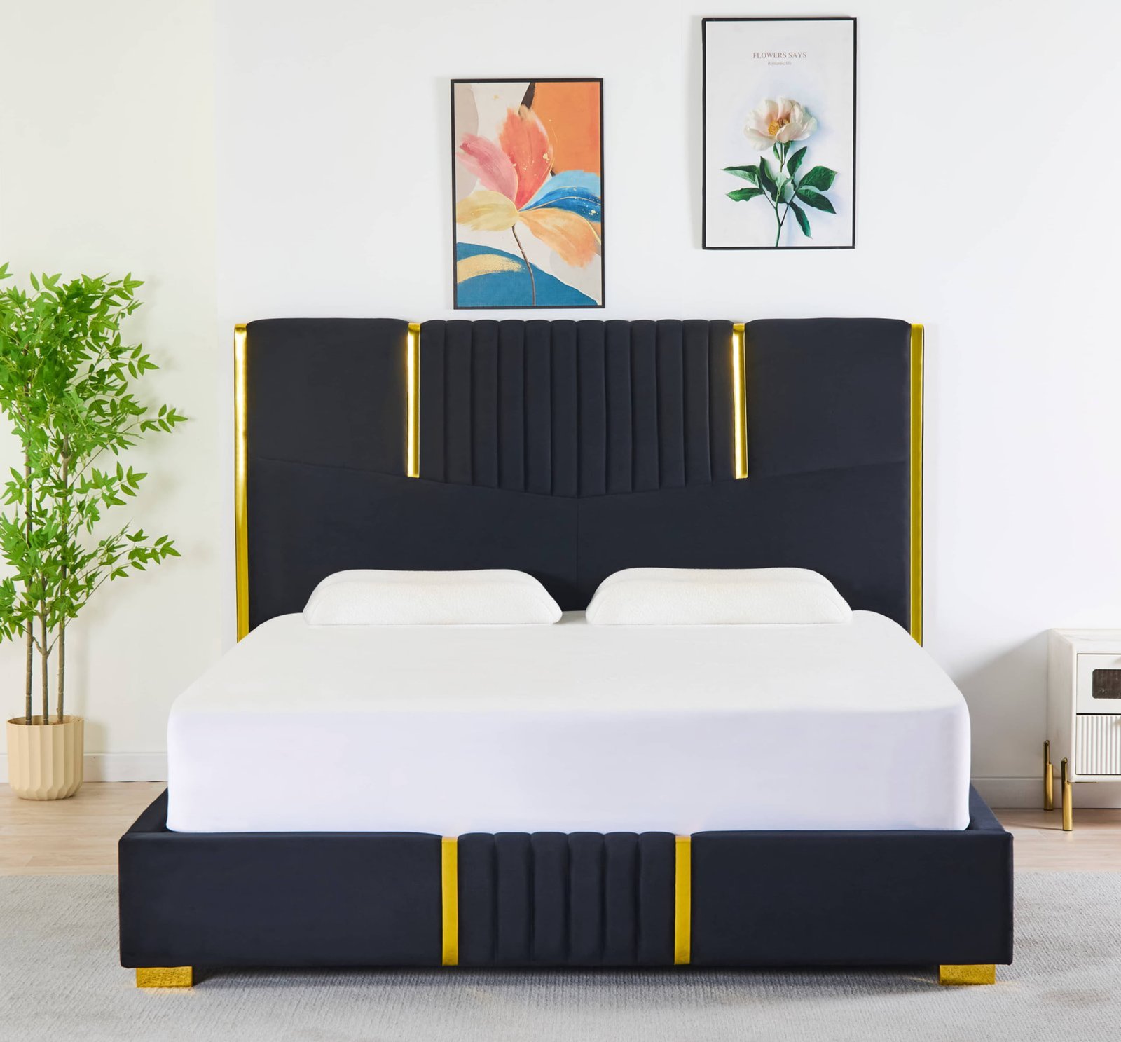 Gold-Accent Channel Gas Lift Storage Bed image 2