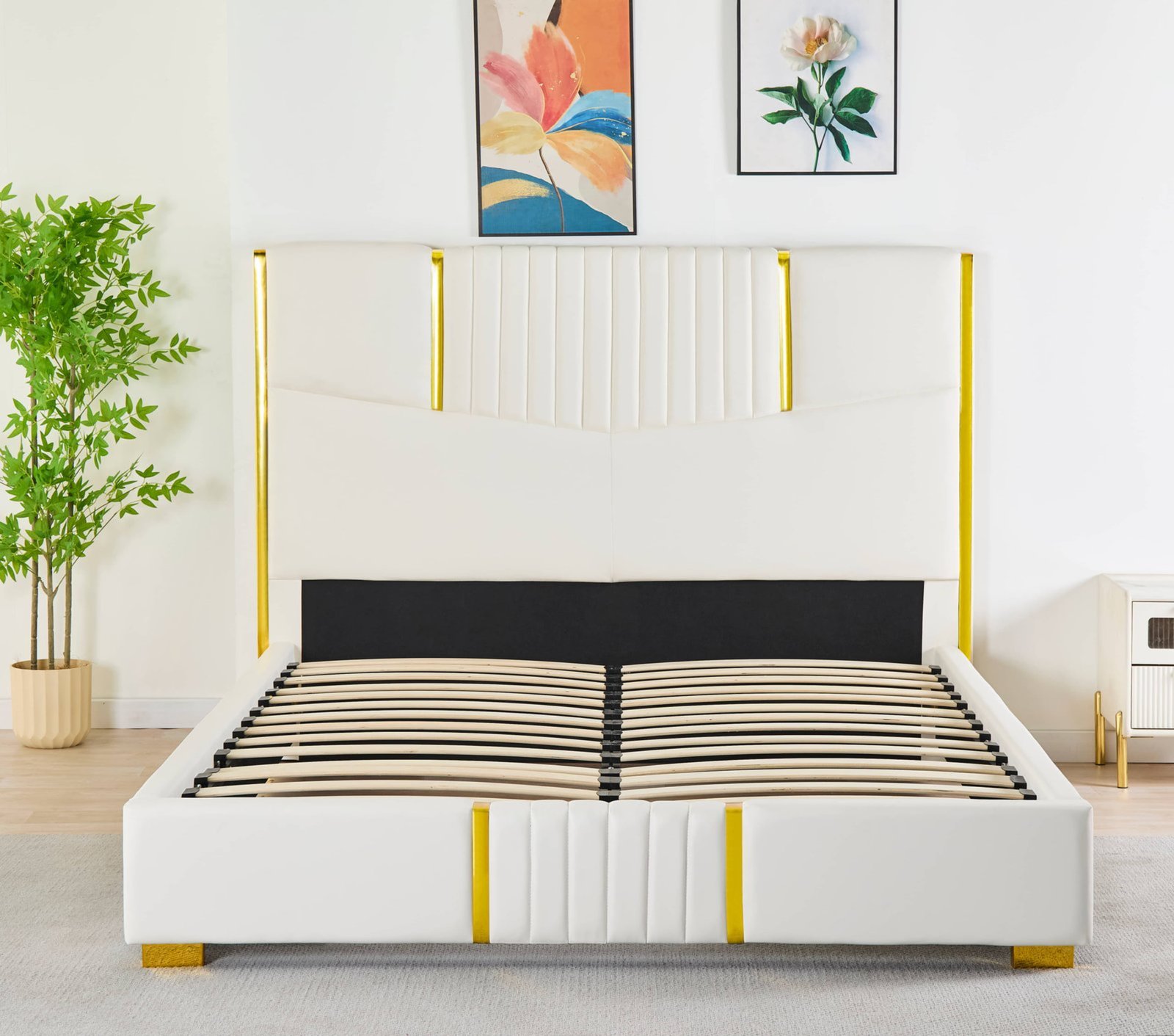 Gold-Accent Channel Gas Lift Storage Bed image 4