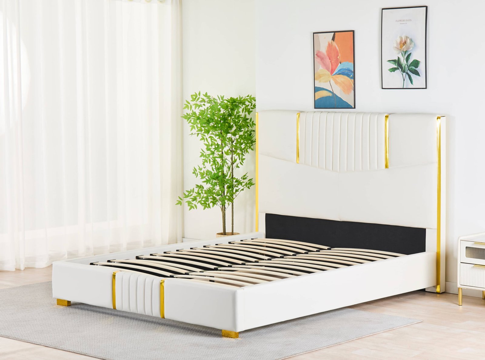 Gold-Accent Channel Gas Lift Storage Bed image 5