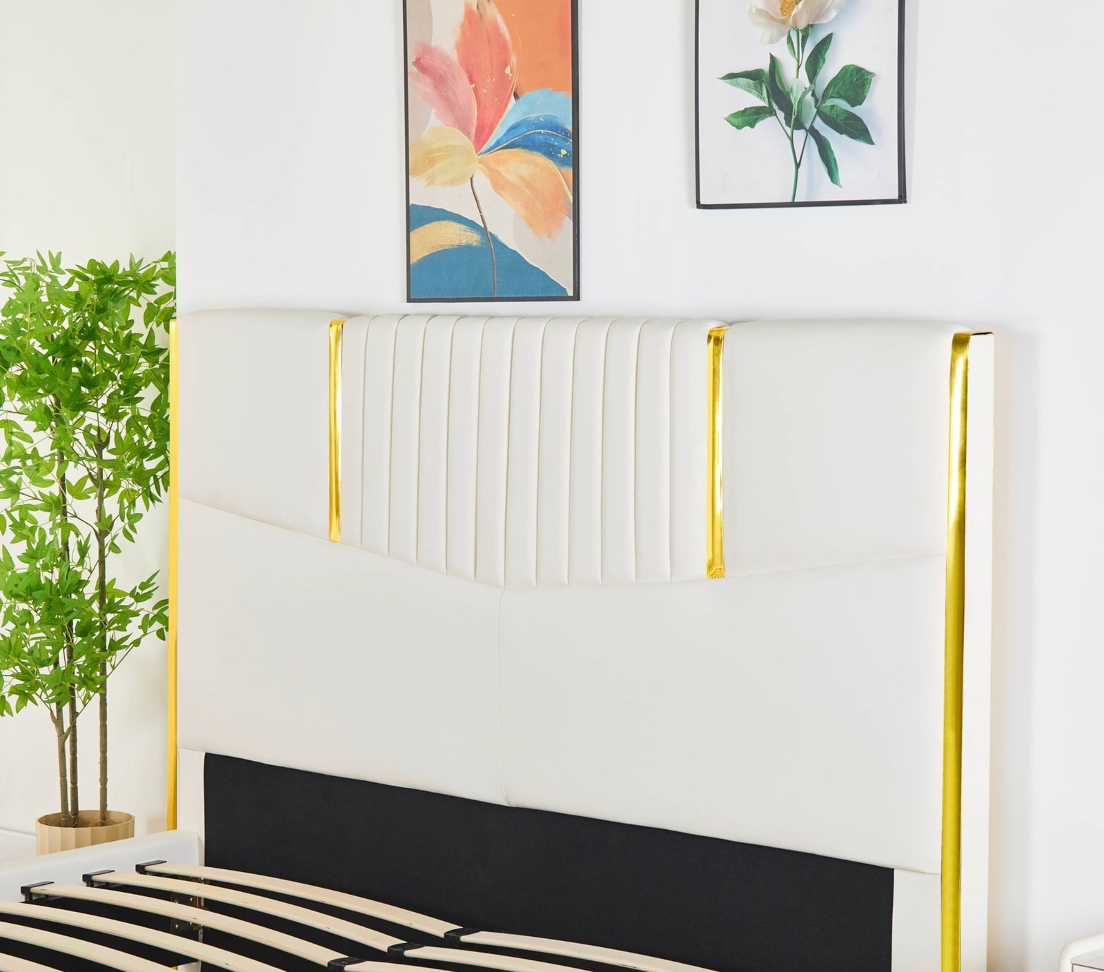 Gold-Accent Channel Gas Lift Storage Bed image 6