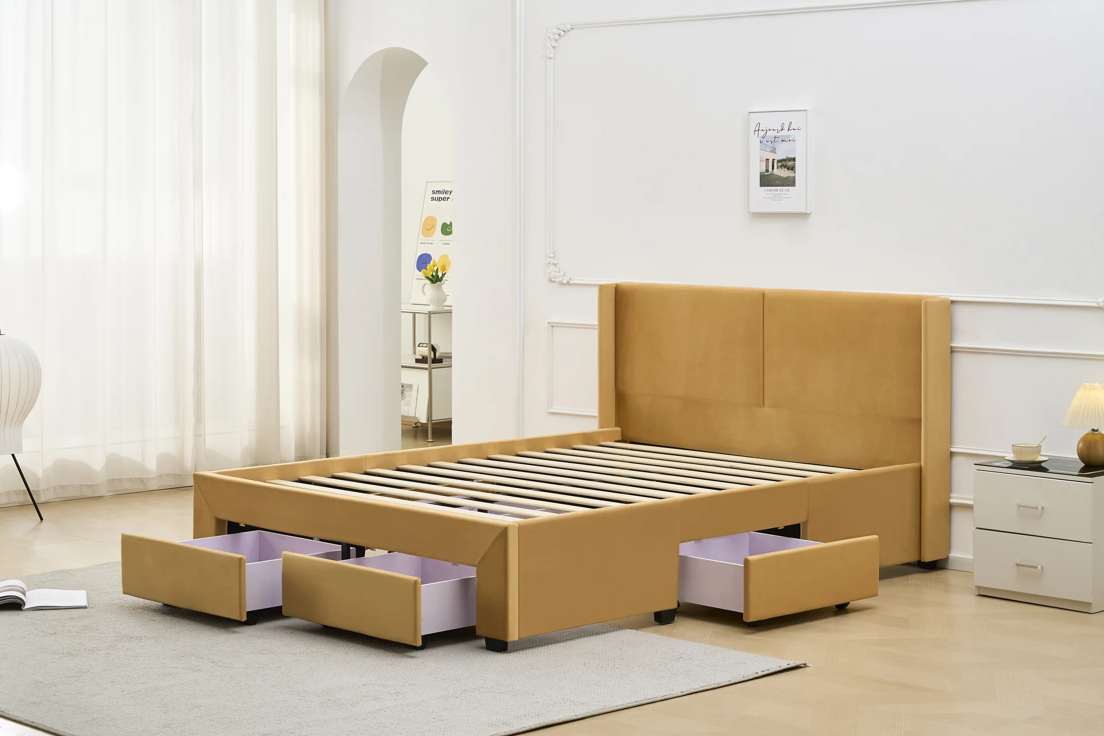 Winged Gas Lift Storage Bed