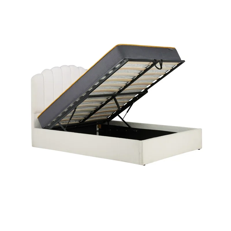 Scalloped Headboard Gas Lift Storage Bed