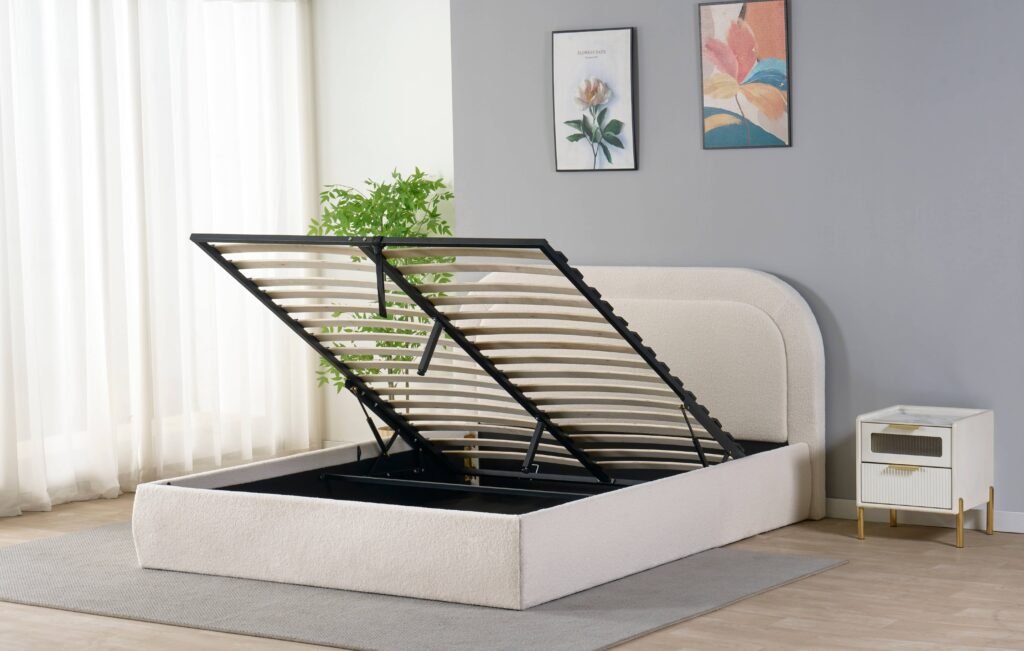 Rounded Headboard Gas Lift Storage Bed