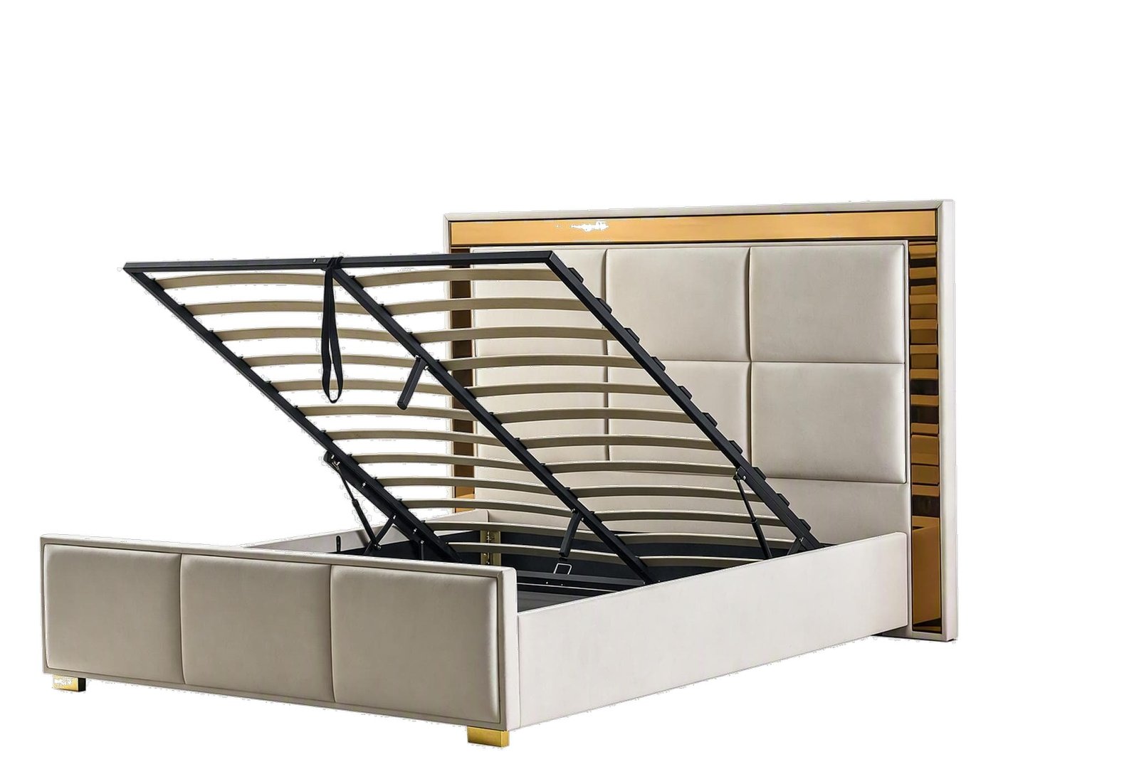 Mirror-Accent Panel Gas Lift Storage Bed image 4