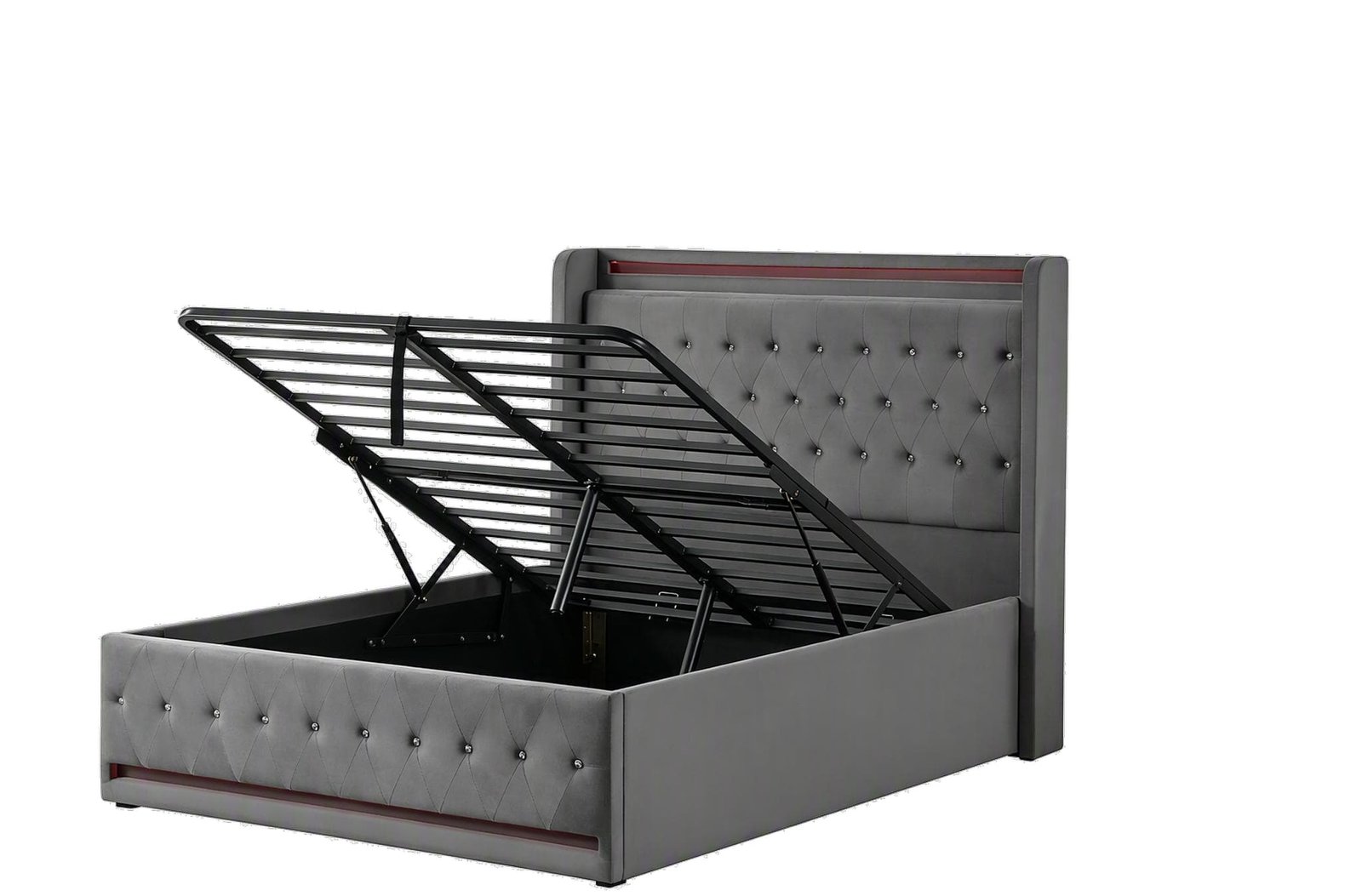 LED Tufted Gas Lift Storage Bed image 3
