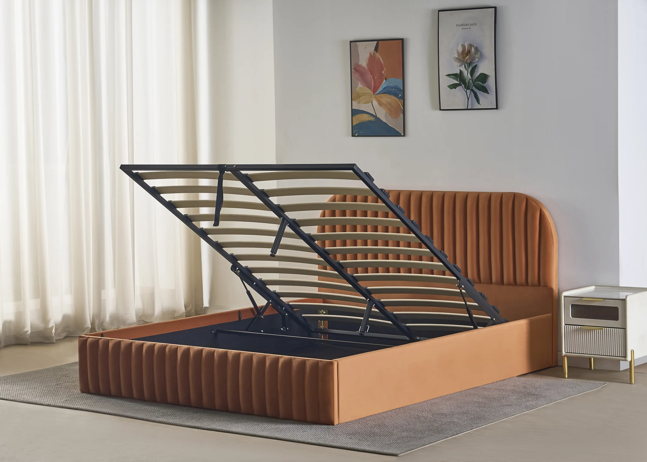 Ribbed Channel Gas Lift Storage Bed