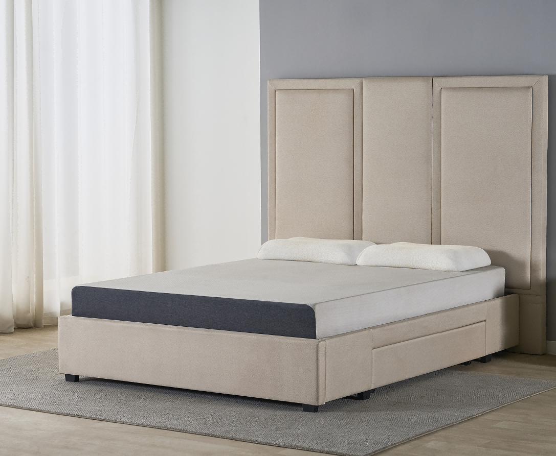 Extra-Tall Panel Upholstered Bed Frame image 3