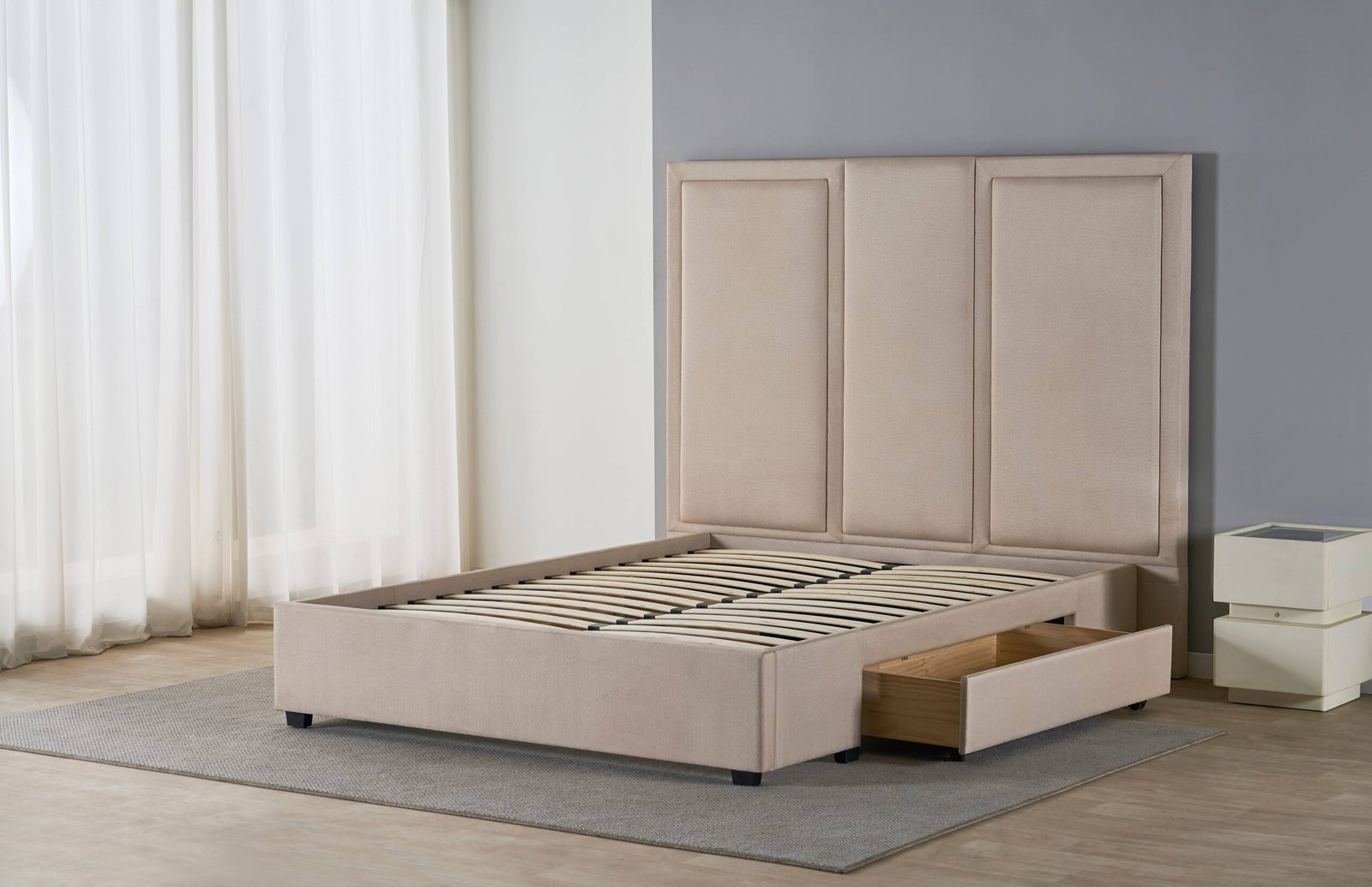 Extra-Tall Panel Upholstered Bed Frame image 2