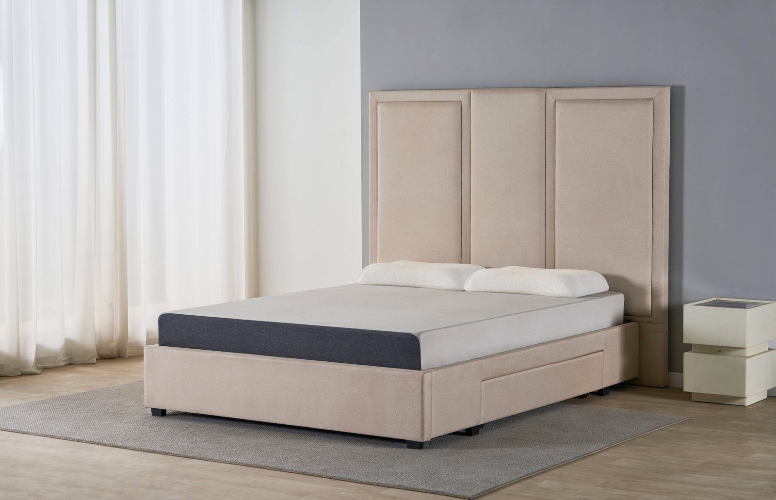 Extra-Tall Panel Upholstered Bed Frame image 6