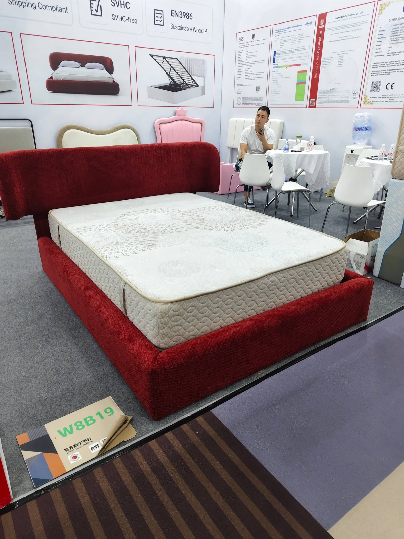 Curved Upholstered Gas Lift Storage Bed image 2