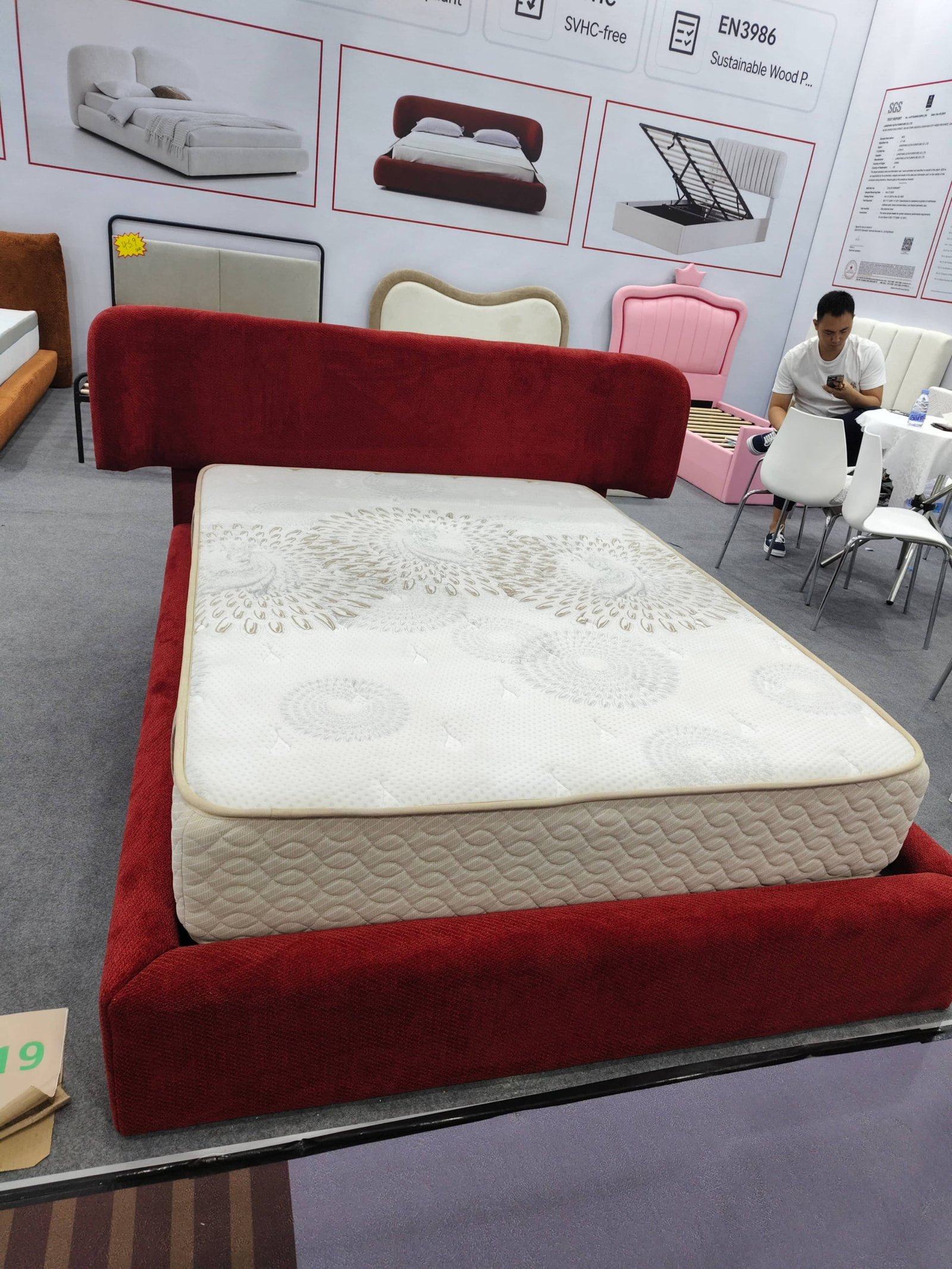 Curved Upholstered Gas Lift Storage Bed image 3