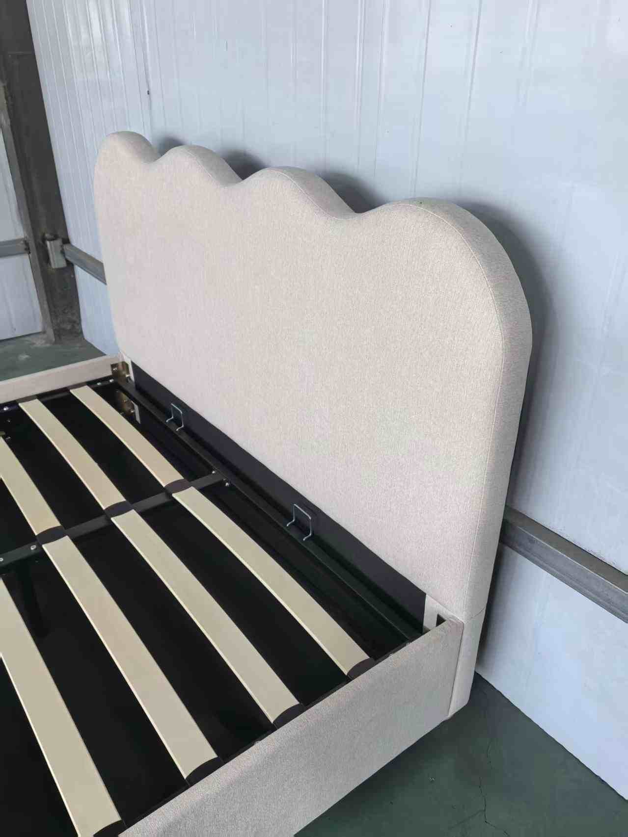 Scalloped Upholstered Gas Lift Storage Bed image 5