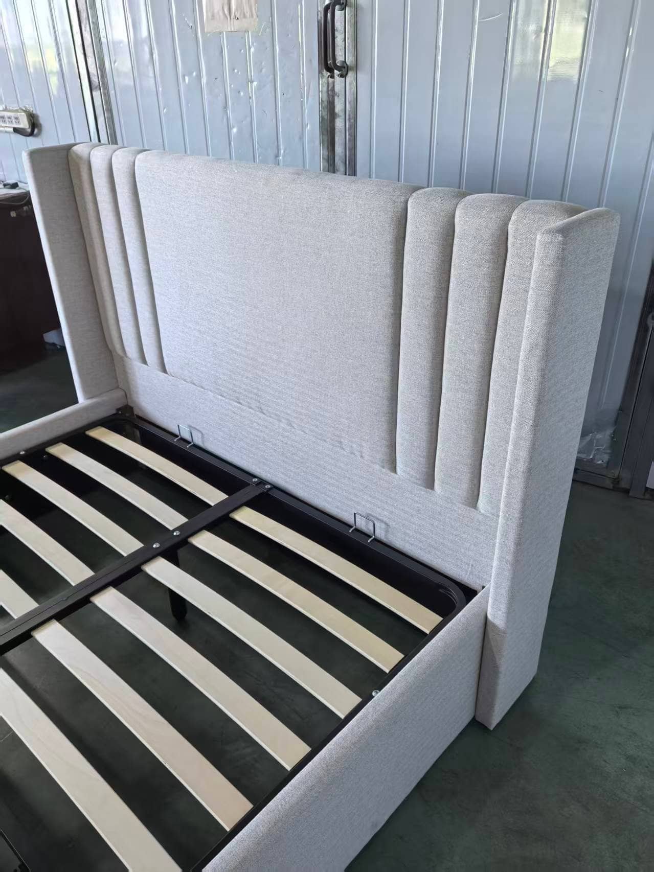 Tall Winged Upholstered Bed Frame