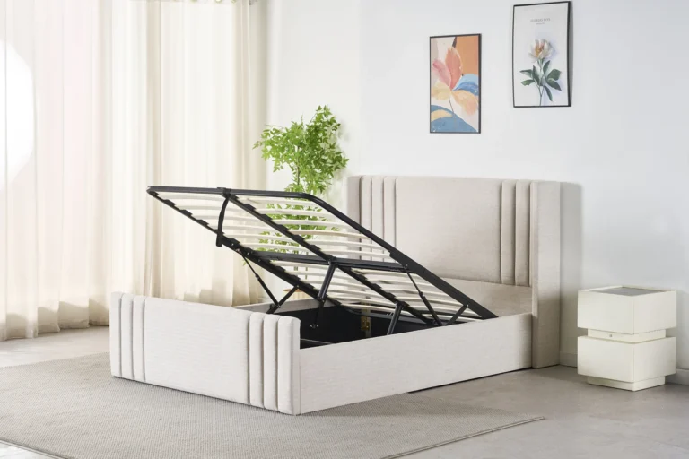 Tall Winged Upholstered Bed Frame