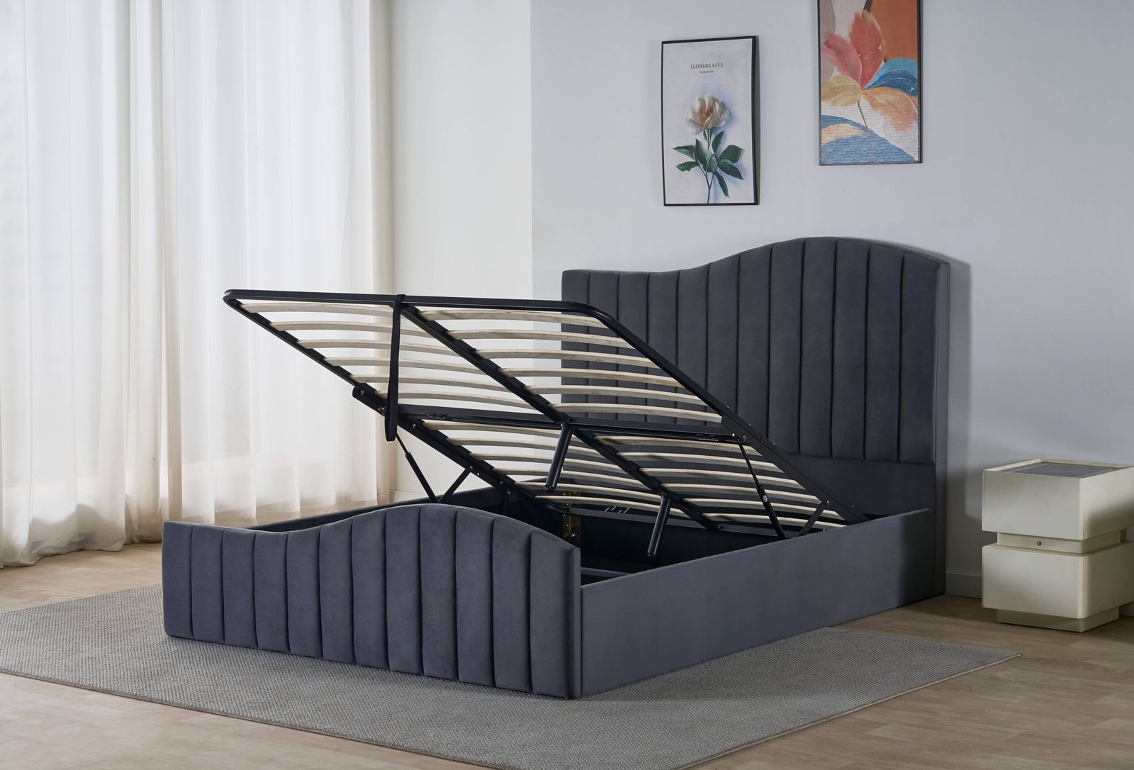 Arched Channel Upholstered Bed Frame image 2
