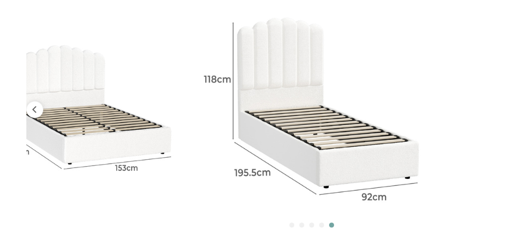 Scalloped Headboard Gas Lift Storage Bed image 2