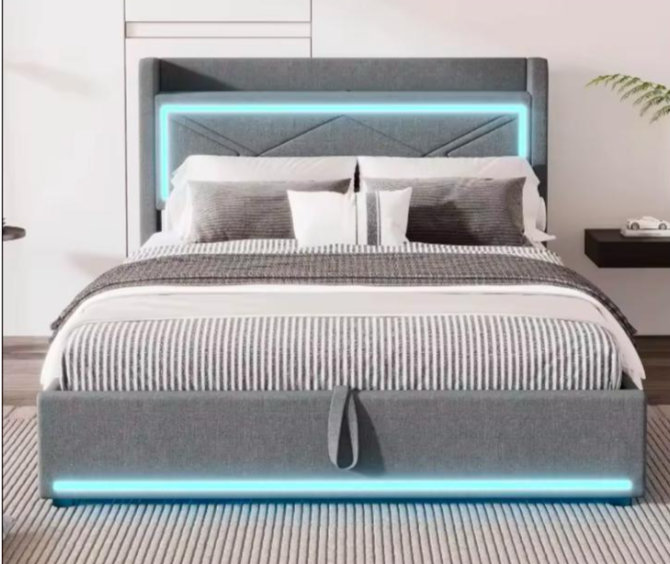 LED Tufted Gas Lift Storage Bed image 2