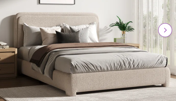 Rounded Wing Upholstered Bed Frame