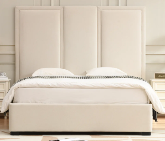 Extra-Tall Panel Upholstered Bed Frame