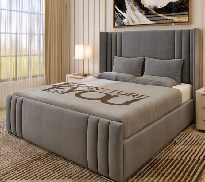 Tall Winged Upholstered Bed Frame image 2