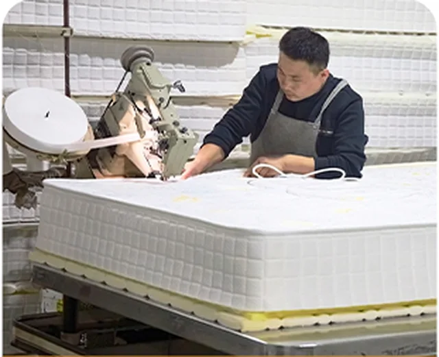Border sewing — mattress production photograph