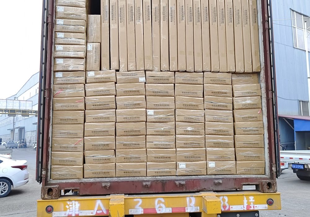 Loaded 40HQ container with finished bed sets ready for shipment